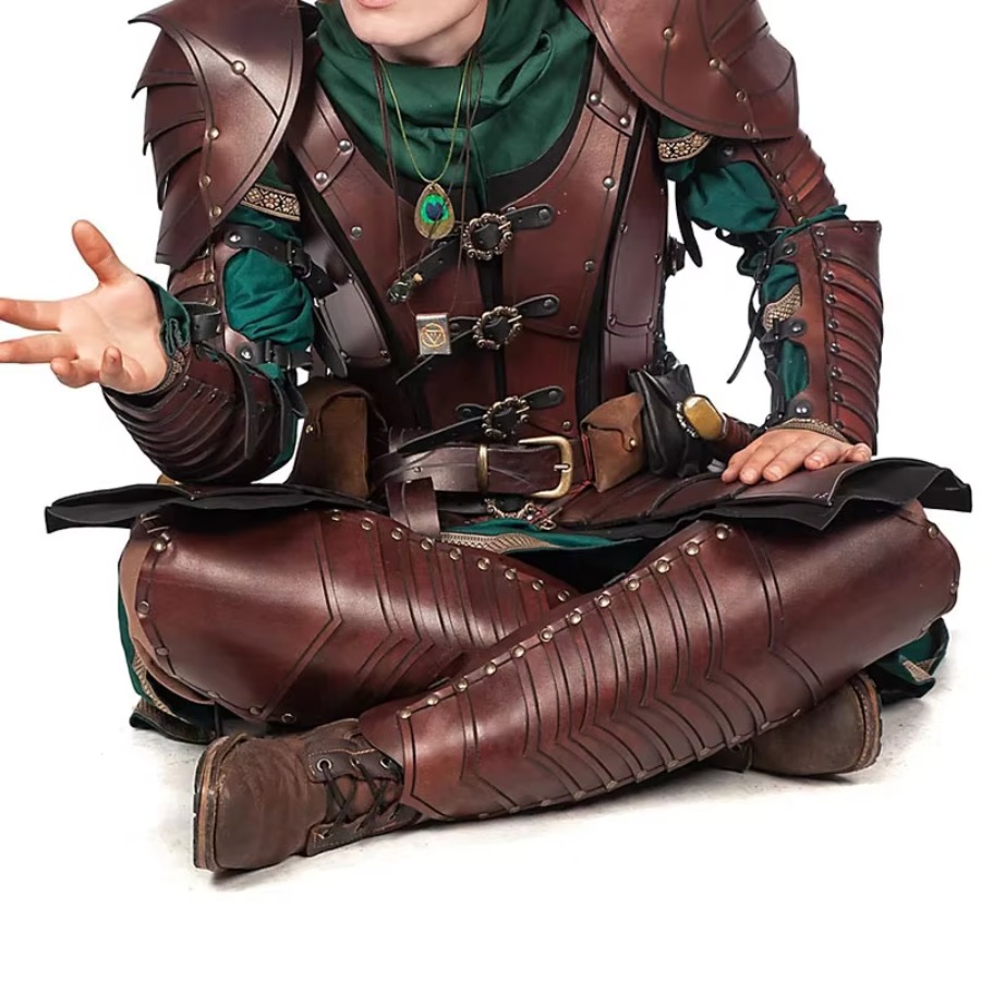 Cosplay Prop - Middeleeuwse elfenridder lederen scheenbeschermers, panty's, romeinse