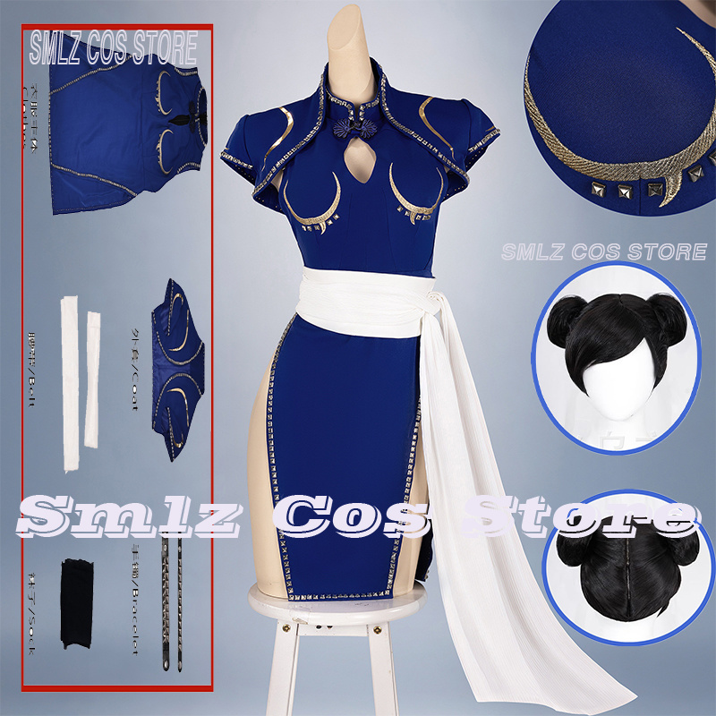 Cosplay Prop Making - Blauw Chun-Li Cosplay Kostuum Anime SF