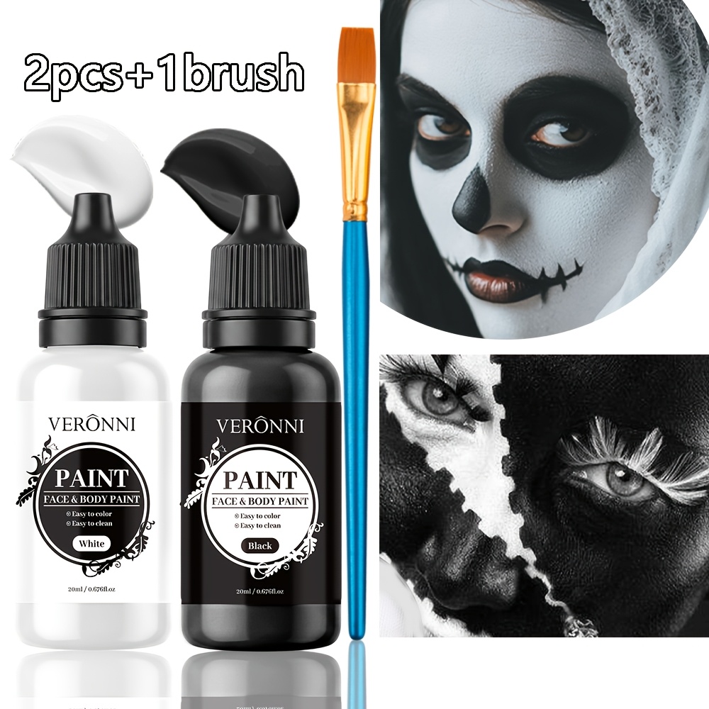 2 flessen zwart-wit gezichtsve - Cosplay Prop Paint recensie en prijs